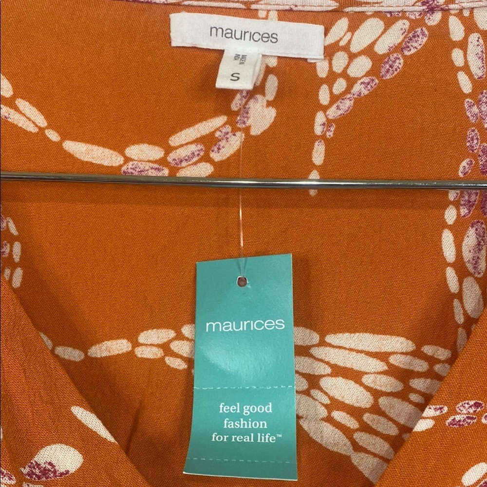 Orange Tie Front Ruffled Blouse - Picture 2 of 8